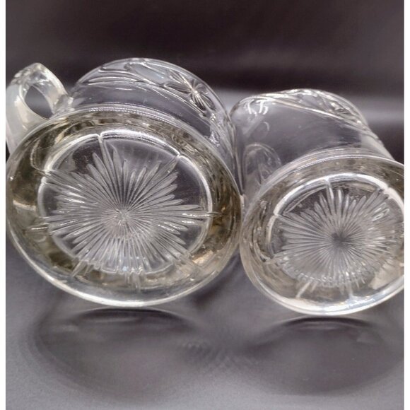Indiana Glass Co EAPG Antique Open Creamer Sugar Set Clear Silver Floral - Picture 8 of 8